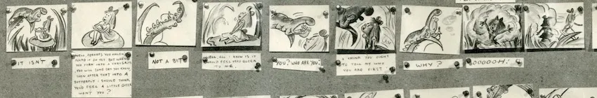 Bill Peet story sketches of the Caterpillar for Alice in Wonderland
