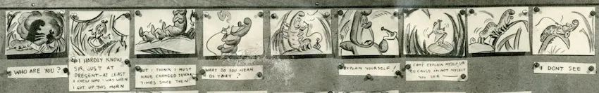 The Caterpillar, story sketch by Bill Peet for Alice in Wonderland (1951)