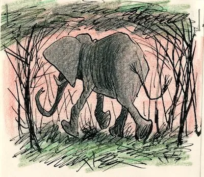Preliminary sketches for the rough draft of The Ant and the Elephant
