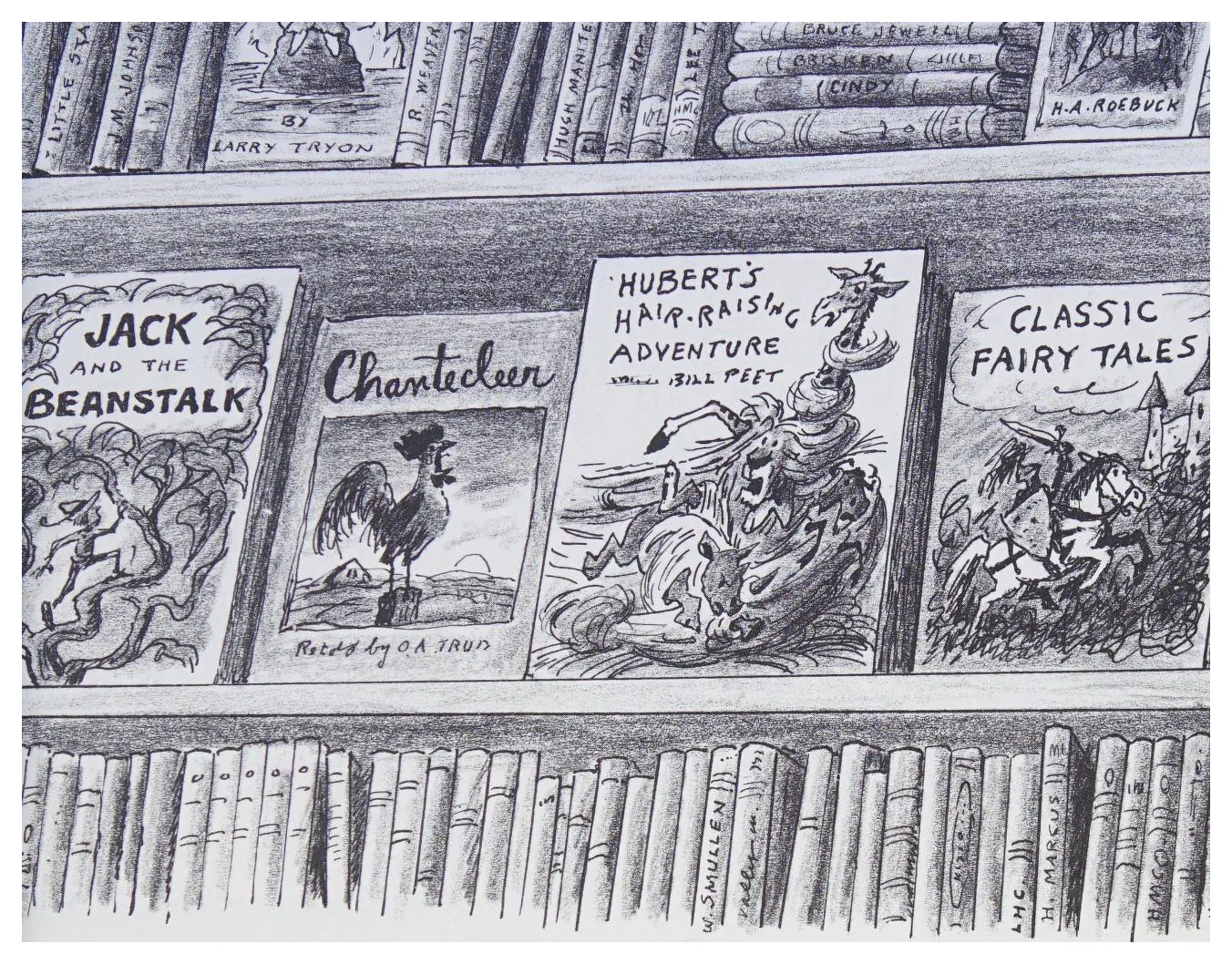 Hubert's Hair-Raising Adventure on display among books in the store