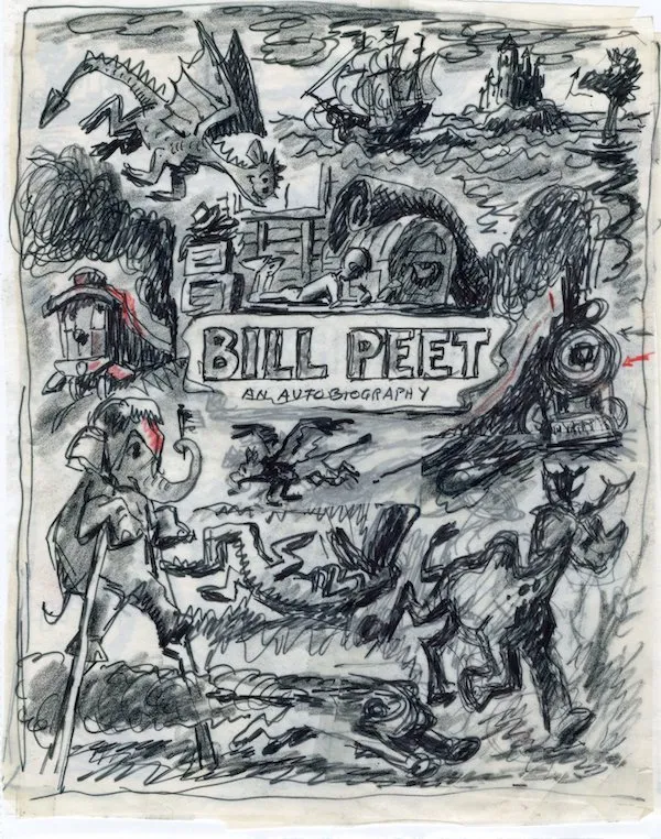 Cover design study for Bill Peet: An Autobiography