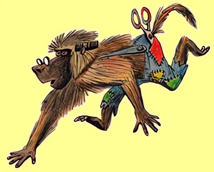 The Barber Baboon rushing to help: unused rough