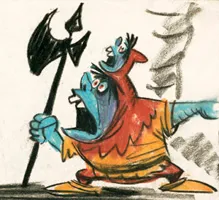 Two-headed demon, story sketch by Bill Peet for Sleeping Beauty (1959)