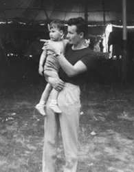Bill Peet at the circus with his young son Bill Jr., the kind of outing that fed his circus stories
