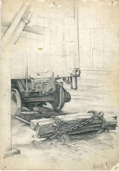 A boxcar Bill Peet sketched in the railroad yards