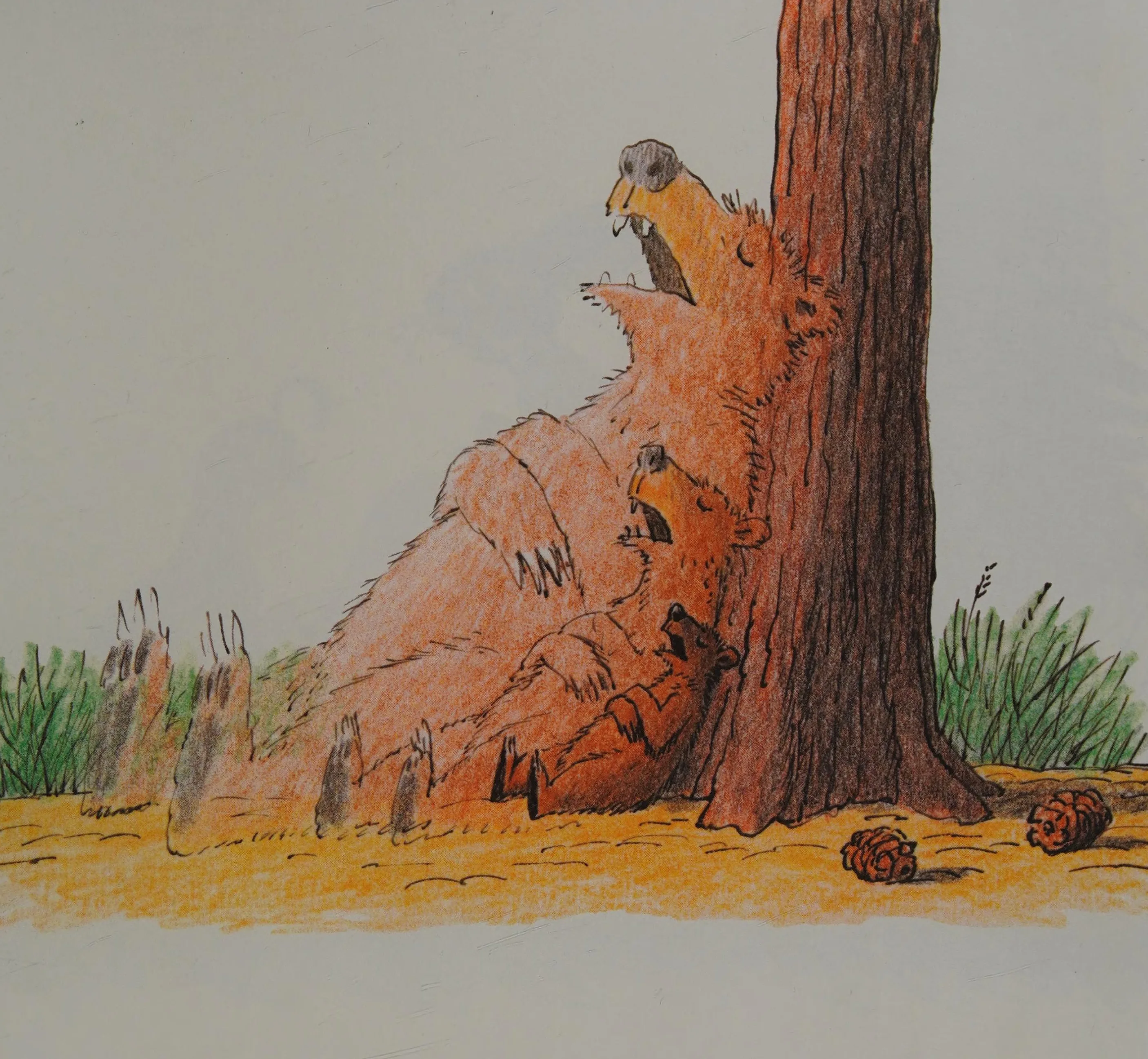 The shrunken Bruce dozes against a tree