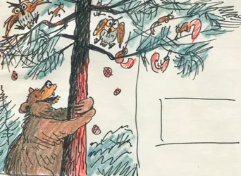 Bruce high in a tree: illustration detail