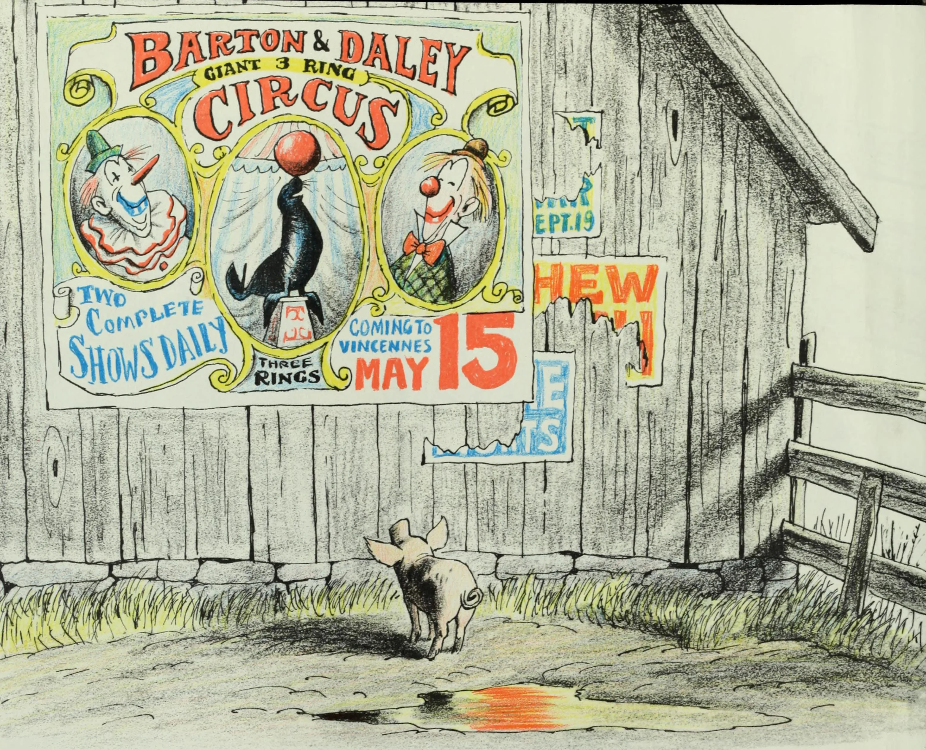 The circus poster on the barn that gave Chester his big idea