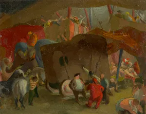 Color sketch for an oil painting of the circus