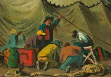 Circus workers: illustration