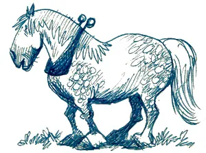 Early sketch of the horse for Clyde