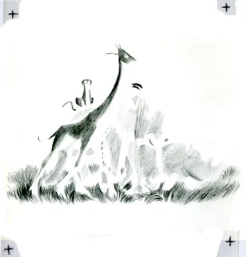 The yellow printing plate from one of Bill Peet's color separations