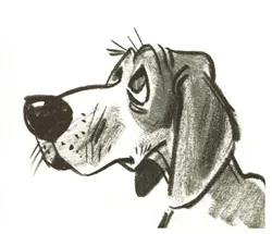 Bruno the dog, character design by Bill Peet, c.1949