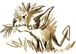 An illustration of the young, gentle dragon Droofus, by Bill Peet