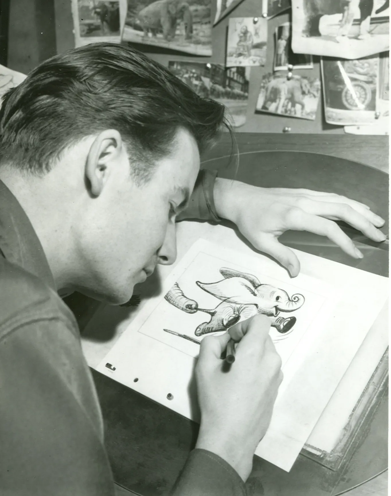 A concept sketch of Dumbo the baby elephant by Bill Peet, c.1941