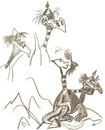 Early two-headed creature sketches