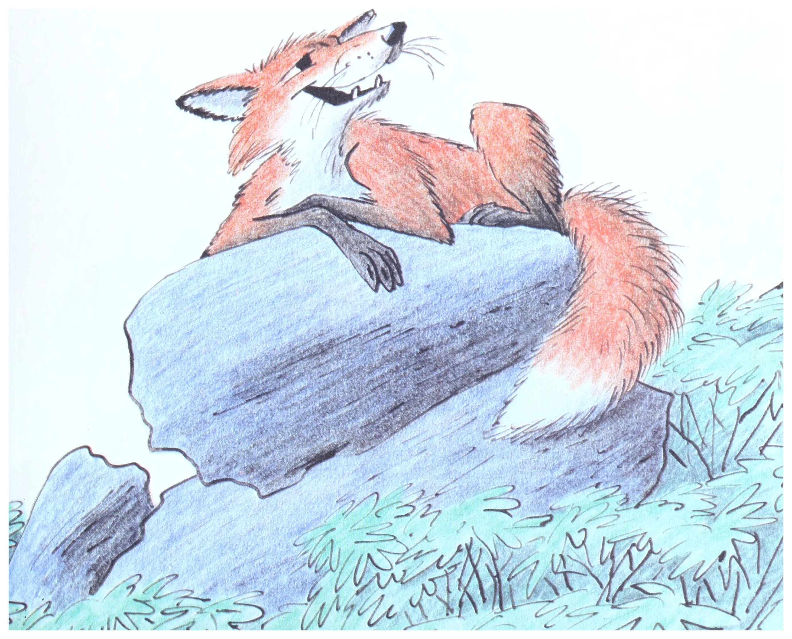 A fox sneers at the plan from atop a rock