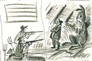 Harold and the hunters: preliminary sketch