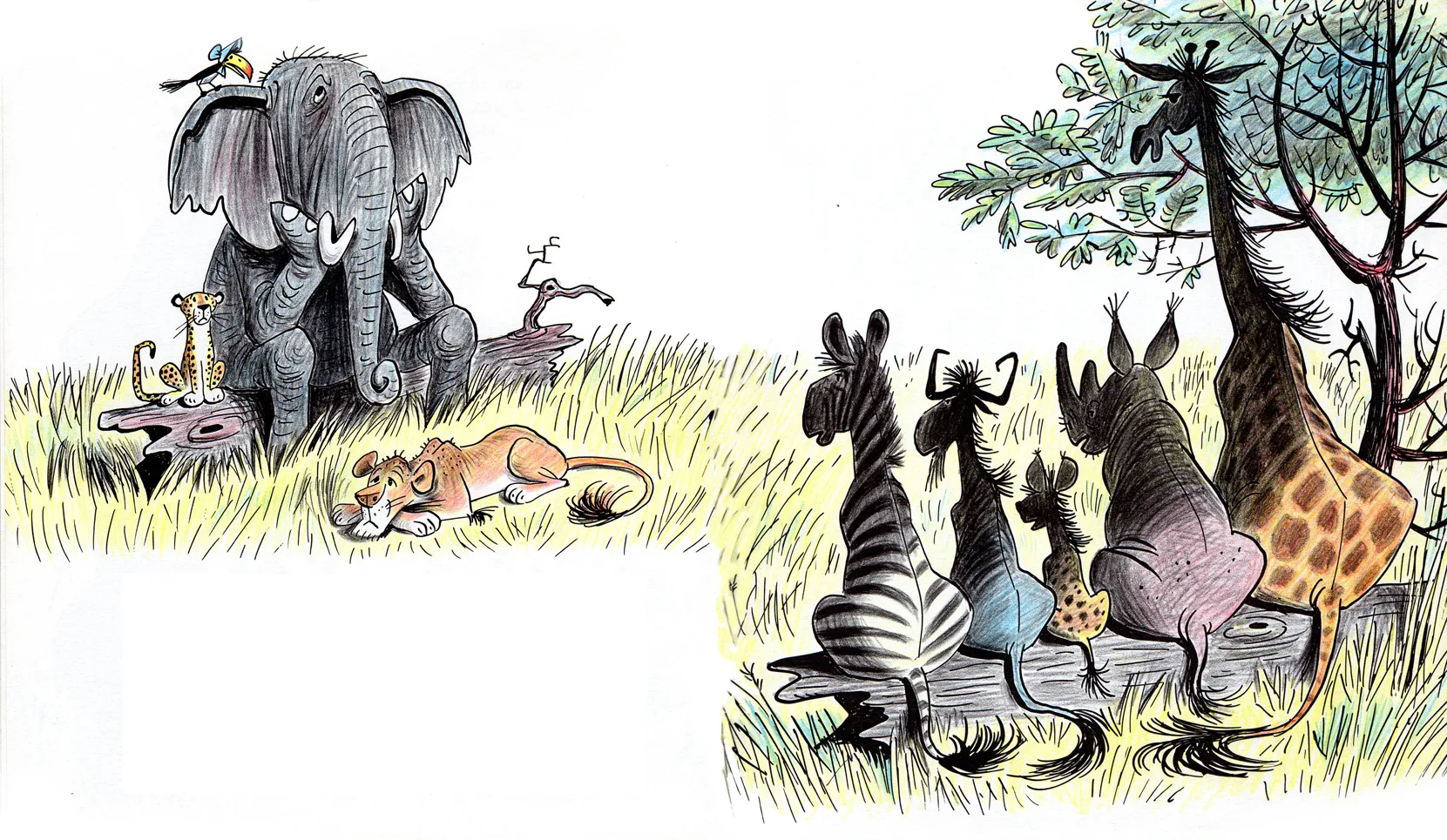 The savanna animals gather