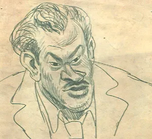 A caricature of Disney story artist Joe Grant by Bill Peet