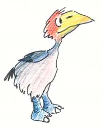 An illustration of the bird-like Kweeks on their island, from The Kweeks of Kookatumdee