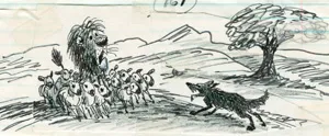 Lambert among the sheep, story sketch by Bill Peet, c.1951