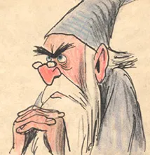 A character sketch of the wizard Merlin from The Sword in the Stone, whom Bill modeled on Walt Disney