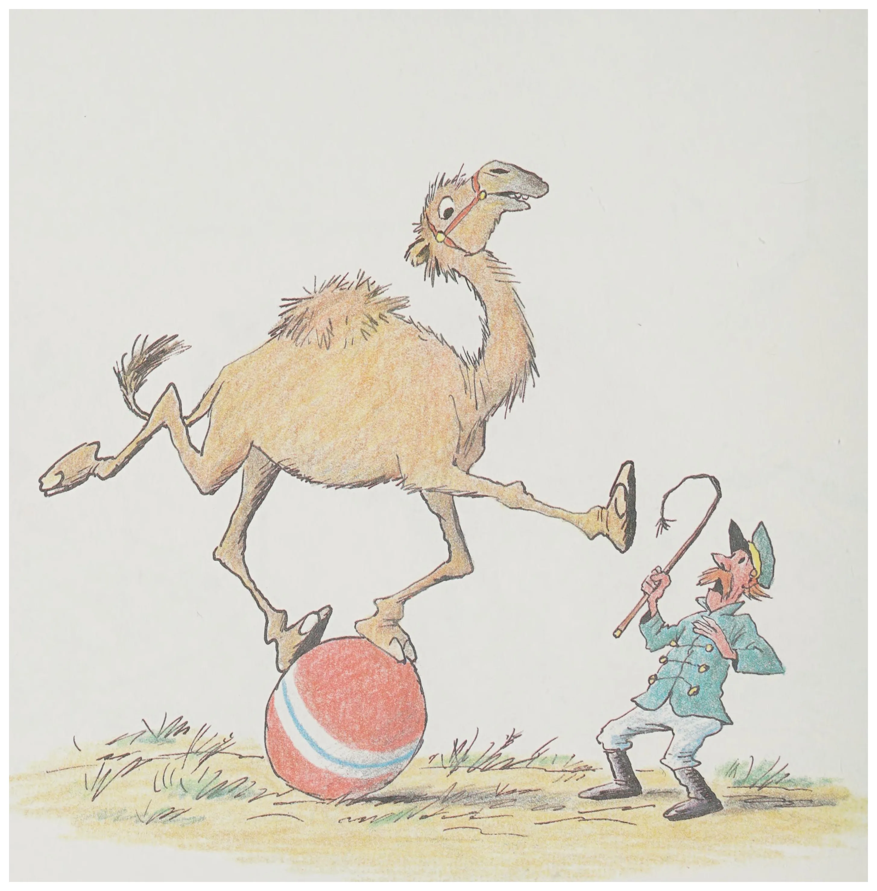 Otto tries to teach Pamela to walk on a ball