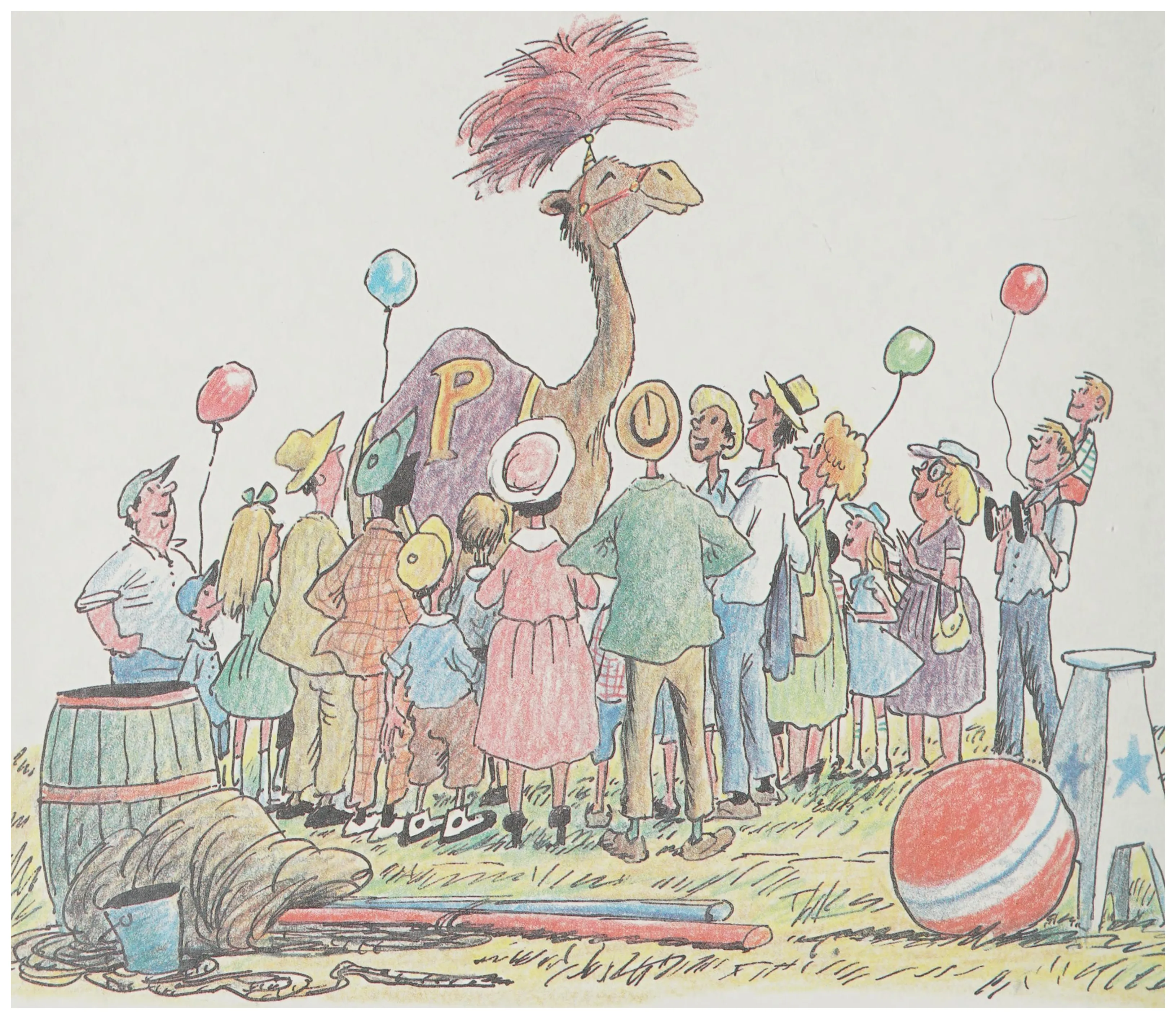 The crowd swarms around Pamela the celebrated camel
