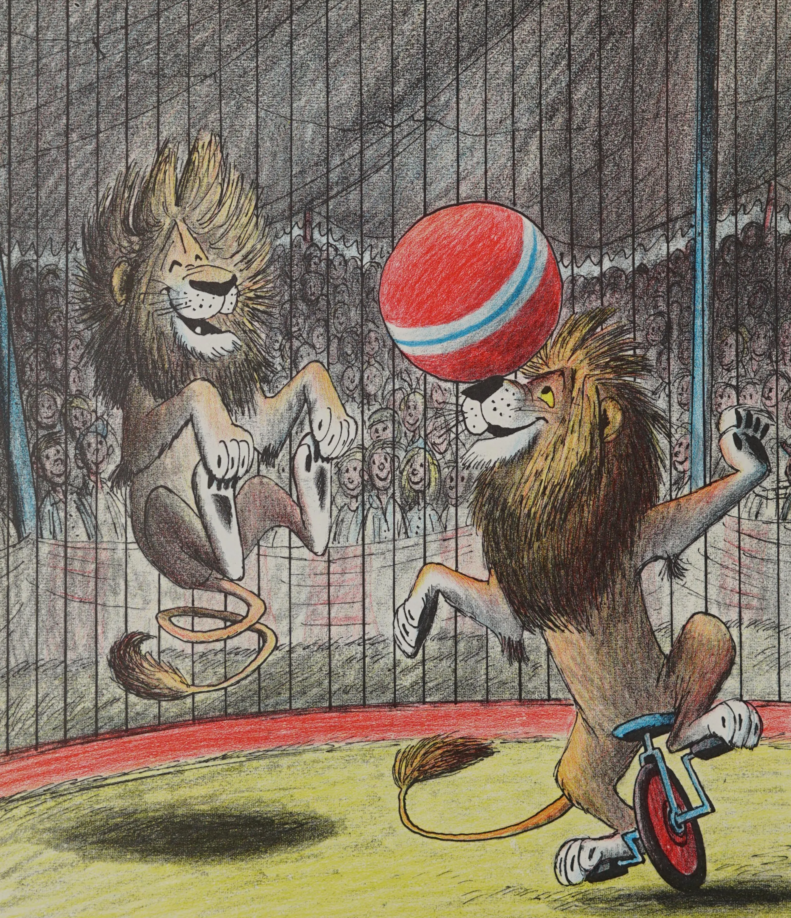 The lions perform their circus tricks