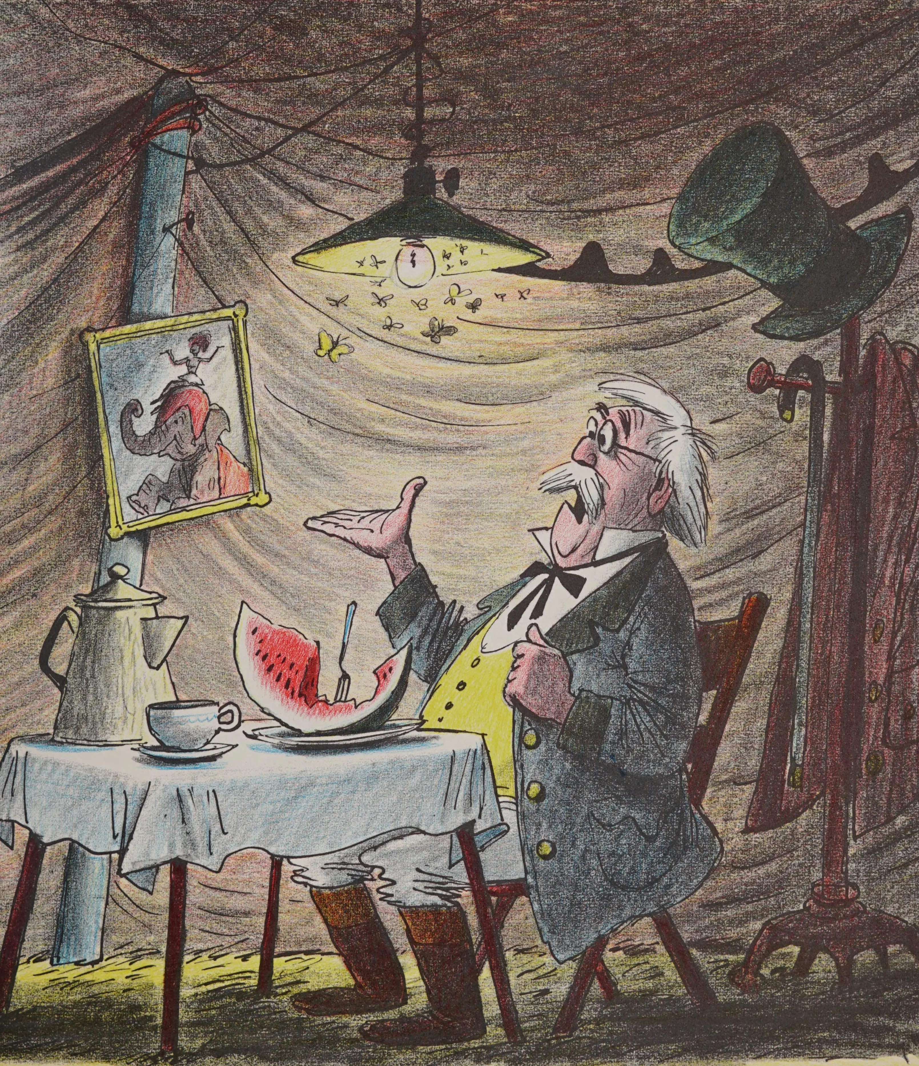The old circus boss at his table