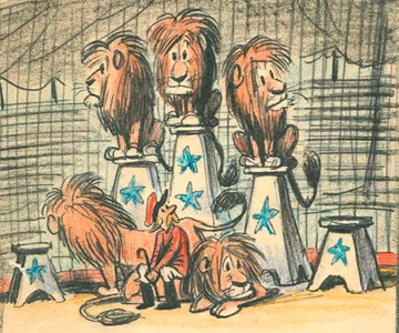 A lonely lion: illustration