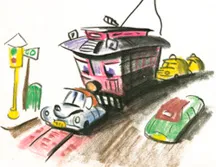 Susie and the trolley, story sketch by Bill Peet, c.1951