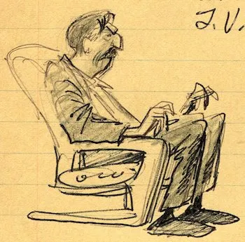 A drawing of Walt Disney by Bill Peet