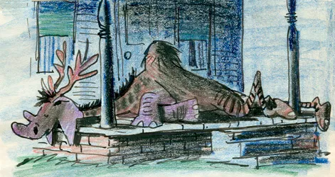Scamp on the porch: illustration