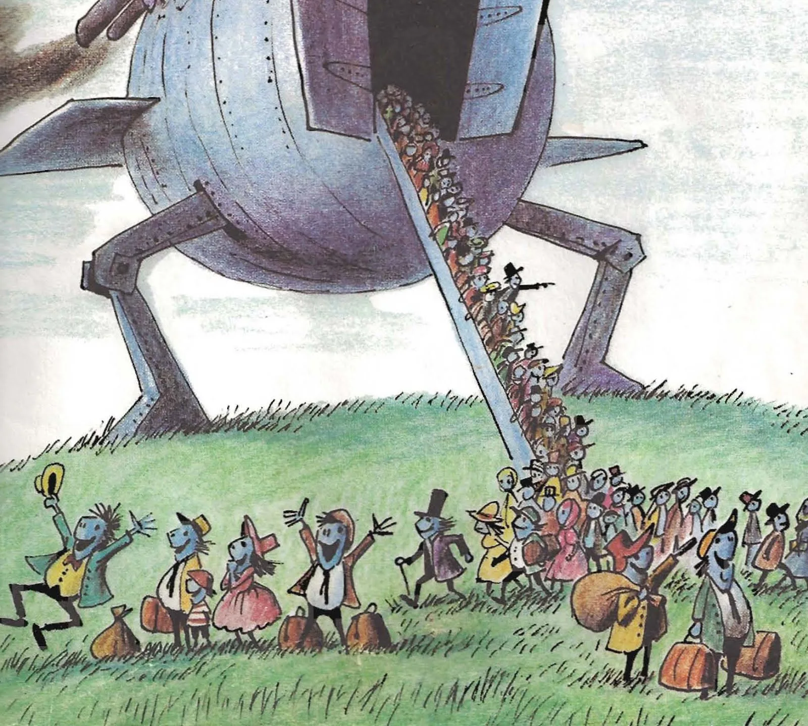The Pollutians pour out of their spaceship onto the Wump World