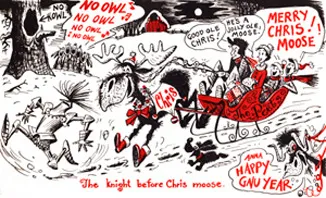 A hand-made Christmas card drawn by Bill Peet